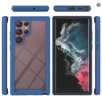 Samsung Galaxy S22 Ultra Blue 360 Full Body Slim Armor Case Front Frame - Handheld, Accessories Casing Plastic Protective Cover Protection Smartphone Cellphone Screen Protector Protector Shockproof