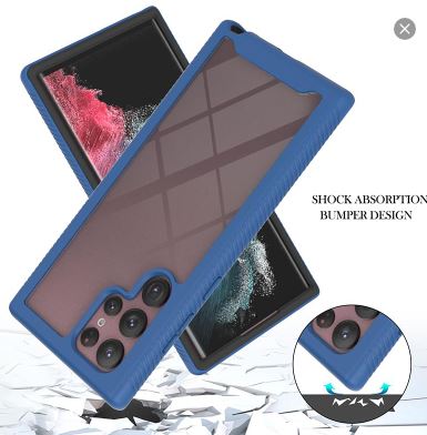 Samsung Galaxy S22 Ultra Blue 360 Full Body Slim Armor Case Front Frame - Handheld, Accessories Casing Plastic Protective Cover Protection Smartphone Cellphone Screen Protector Protector Shockproof