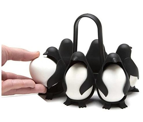 Egg 3-in 1 Cook Serve Store Egg Holder Penguin Shaped Boiled Egg Cooker For 6 Eggs Kitchen Rack