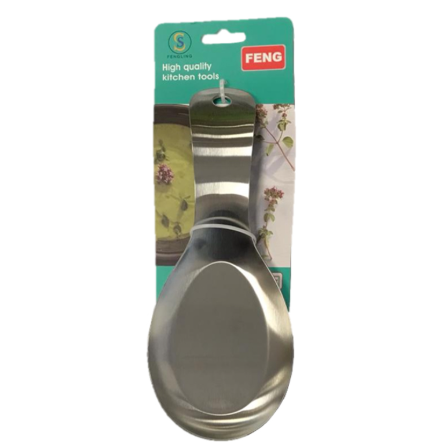 Metal Flat Spoon Rest Counter Cooking Utensils Rest for Kitchen 20 x 8.5 cm - Silver
