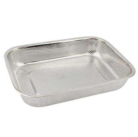 Rectangle Metal Strainer Tray Basket Colander Strainer for Kitchen 30 x 22 x 5.5 cm
