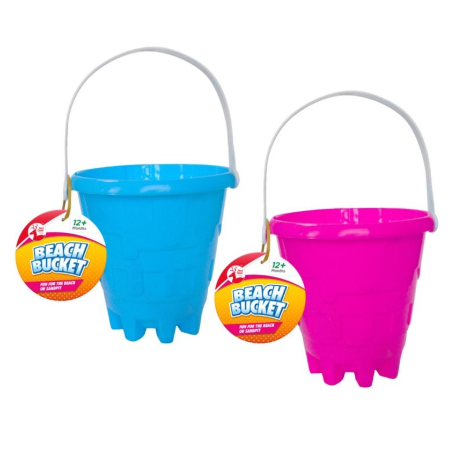 Plastic Beach Bucket Sand Children Toy Sandcastle Bucket 15 x 15cm Randon Colours