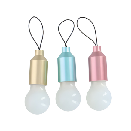 Small LED Light Bulb Shape Keychain Pull Switch 5.5cm Random Colours