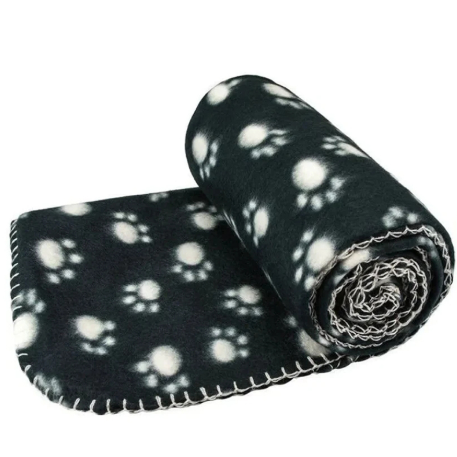 Paw Print Pet Sleeping Comfort Blanket Soft Fleece Bed Mat Cover 119 x 98cm - Random Colour