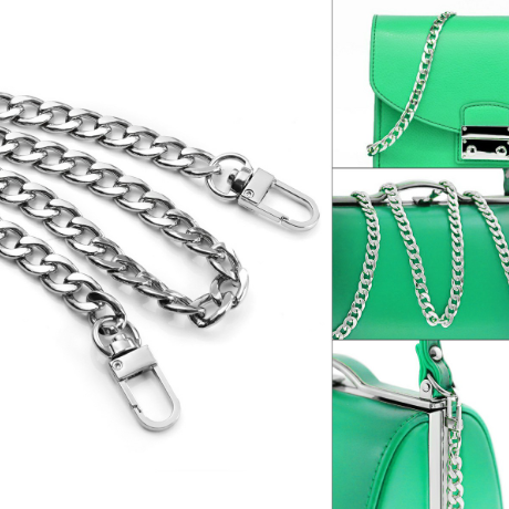 120CM Length Bag Metal Flat Chain Replacement Strap for Handbag Purse - Silver