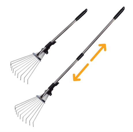 Telescopic Garden Rake Expandable Rake with Non Stick Handle 23cm x 70cm