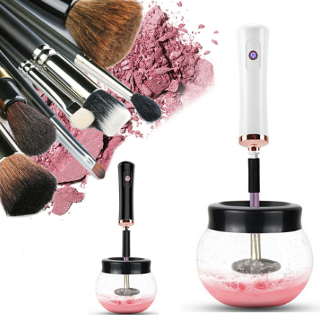 Electric Make up Brush Cleaner Dryer Set Machine Cosmetic Auto Clean Quick Dry - White