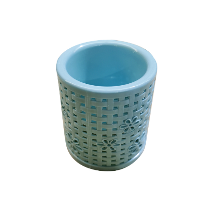 50cm Bathroom Toilet Brush with Lace Style Plastic Holder - Random Colour