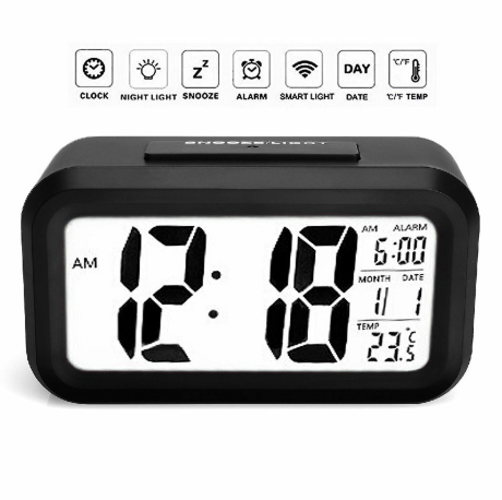 5.3 Inch Smart Simple Silent LED Digital Alarm Clock w/ Date Temp Display