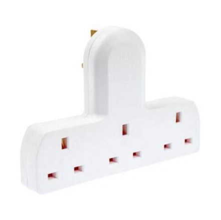 3 Way Gang Extension Wall Socket UK Mains Plug Adaptor Convert Extender 13A