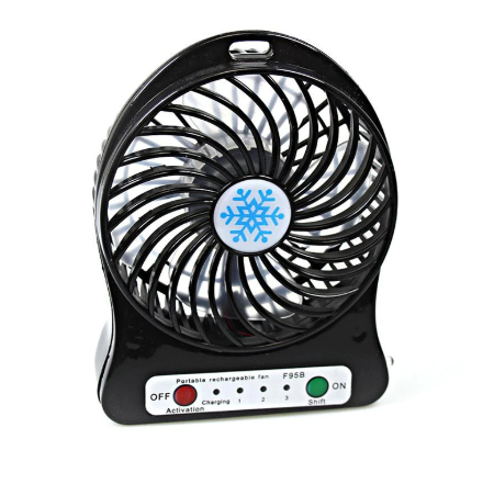 Mini Portable Multi Colour Rechargeable USB Powered Ventilator Cooling Fan - Black