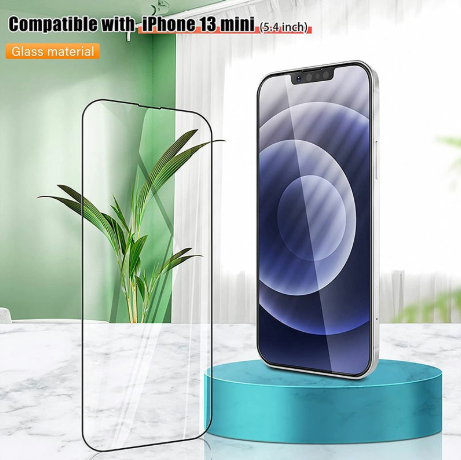 9D Full Cover Tempered Glass Screen Protector for iPhone 13 Mini - Black