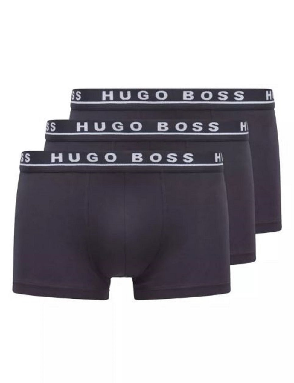 Pack of 3 Hugo Boss stretch cotton boxer trunks  regular‑rise, breathable 95% cotton/5% elastane blend,  waistband, flat‑lock seams comfort for all‑day wear -Black