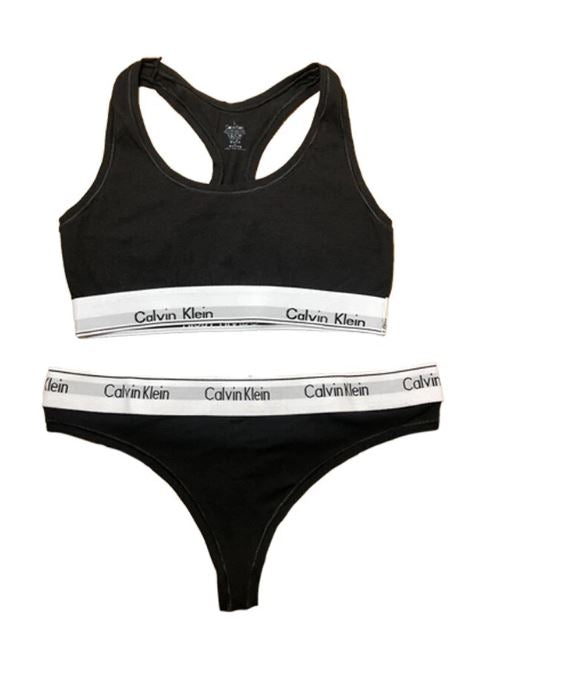 Calvin Klein Cotton Stretch Women's Bralette & Thong Set soft, breathable fabric, perfect fit for everyday comfort and style-Black