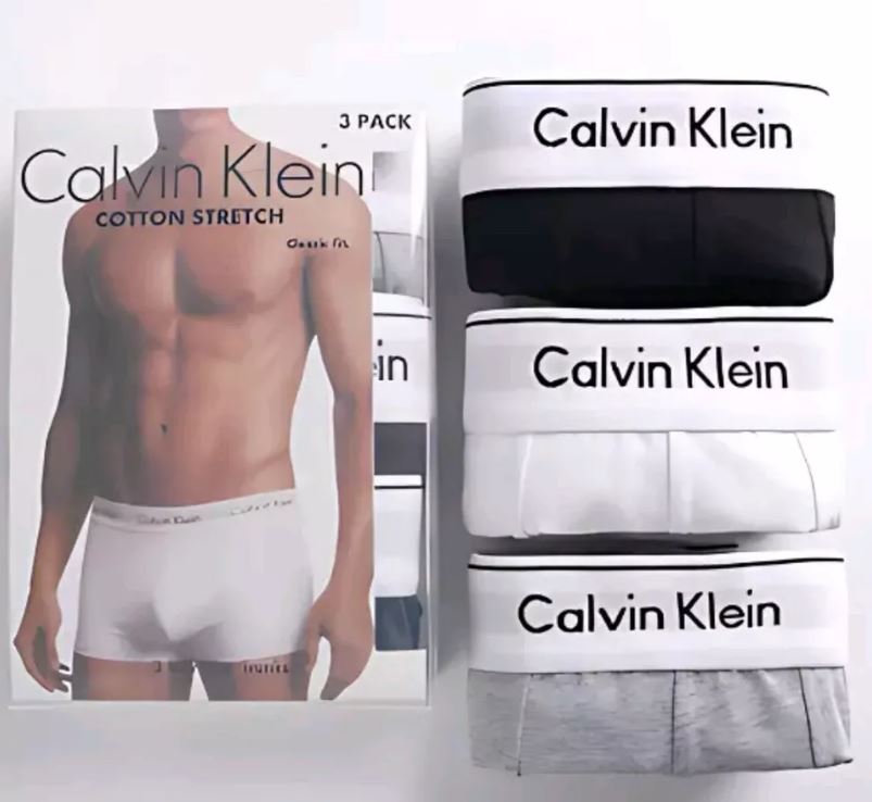 3 Pack Calvin Klein Men's Boxer Trunks   100% Authentic Cotton Underwear, Soft Stretch Fit, Premium Comfort, Classic Waistband –BWG
