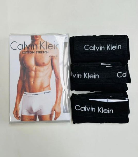 3Pack Calvin Klein Men's  Cotton Stretch Boxer Briefs  Comfortable, Breathable Underwear with Supportive Fit for Everyday Wear Classic Style- Black