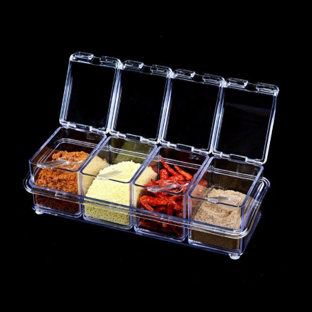 Acrylic Seasoning Box Crystal Clear Spice Container Jars 10 x 26 cm-