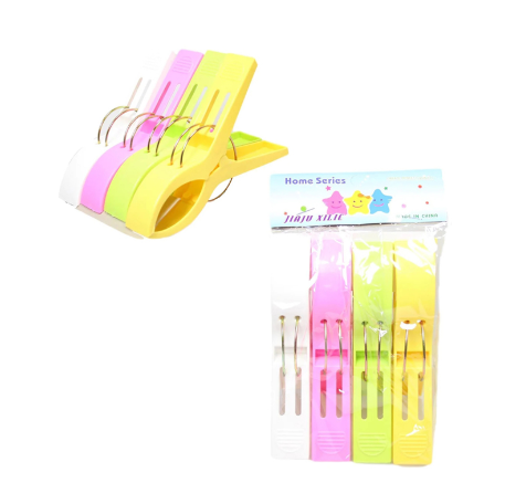 4 Pack Jumbo Washing Line Clips Multicolour Clip for Household Use