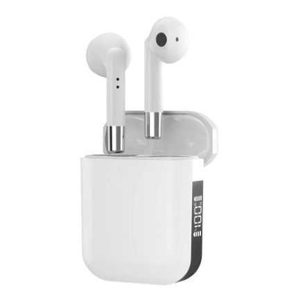 Wireless Bluetooth 5.3 In-Ear Earphones Battery LED Display for iPhone Samsung Android Phones - White