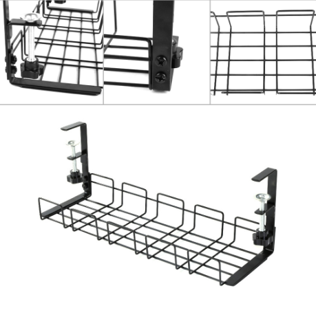 Under Desk Cable Tray Wire Cord Storage Rack Organizer No Drill Easy Install
