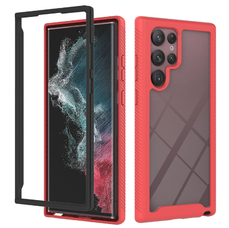 360 Full Body Slim Armor Case with Front Frame for Samsung Galaxy S22 Ultra - Red