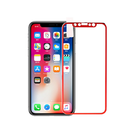 iPhone X/XS/11 Pro 3D Tempered Glass Metal Edge to Edge Screen Protector - Red