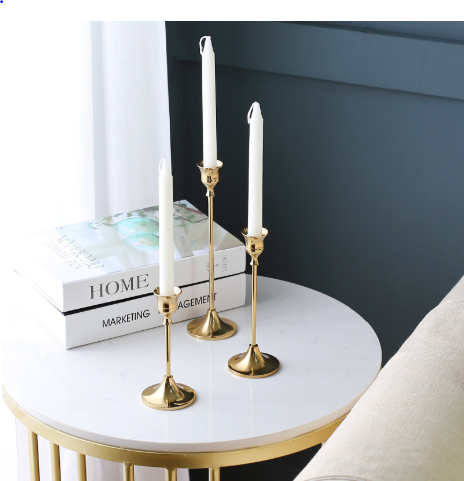 3pcs Candlestick Holder Decorative Candle Holder for Fireplace Dinning Table Home Decorations - Gold