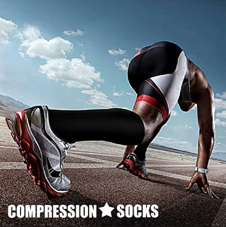 Unisex Anti-Fatigue Sport Compression Socks Varicose Vein Stocking One Pair - Black S/M