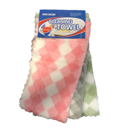 27 x 28 cm Cleaning Towel Cloth Pack of 3 - Random Colour