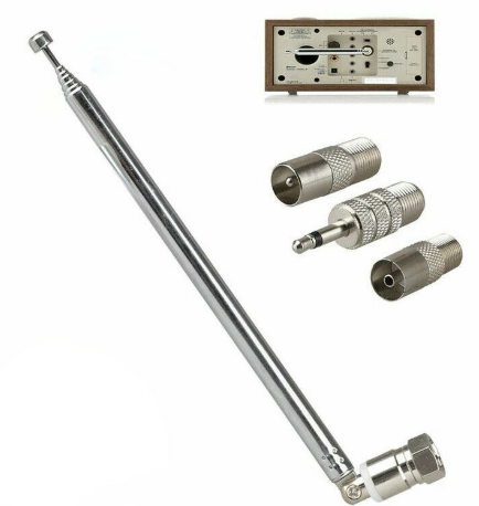 New Telescopic DAB FM Radio Aerial with 3 Adapter HiFi AV Receiver Mini System