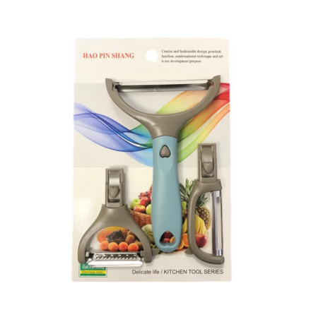 Steel Handheld Vegetable Peeler with 2 Interchangeable Cutters - Random Colour