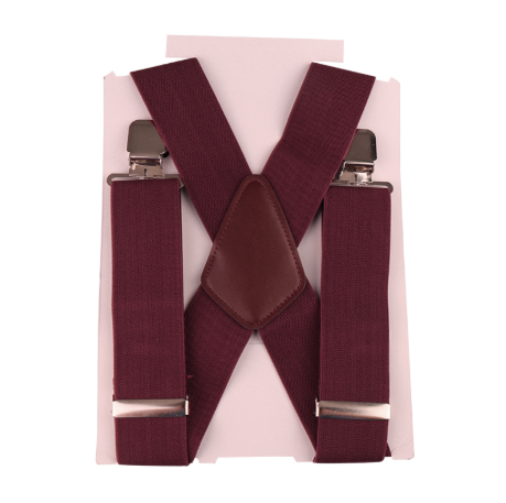 50MM Width Adjustable Elastic Men Suspenders - Wine Red