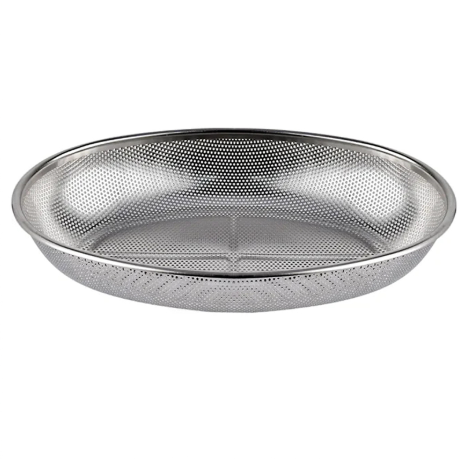 Oval Metal Strainer Tray Basket Colander Strainer for Kitchen 31 x 22 x 5.5 cm