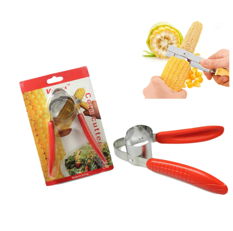 One Step Corn Peeler Thresher Tool Cob Kerneler Cutter Stripper for Kitchen - Red