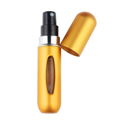 5ml Portable Mini Refillable Perfume Bottle Spray Round Tube Pump Empty Cosmetic Container Atomizer Scent Bottle for Travel - Gold