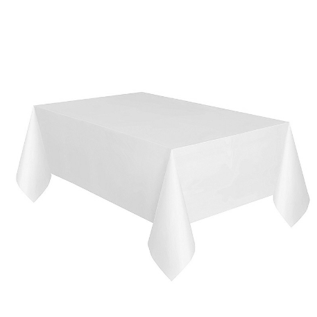 Plastic Rectangle Tablecover Disposable Waterproof Table Cloth Covers for Party Catering - White